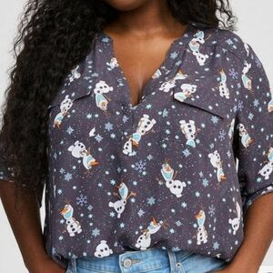 🆕️❄️⛄️ DISNEY OLAF FROZEN GEORGETTE HARPER BLOUSE⛄️❄️
